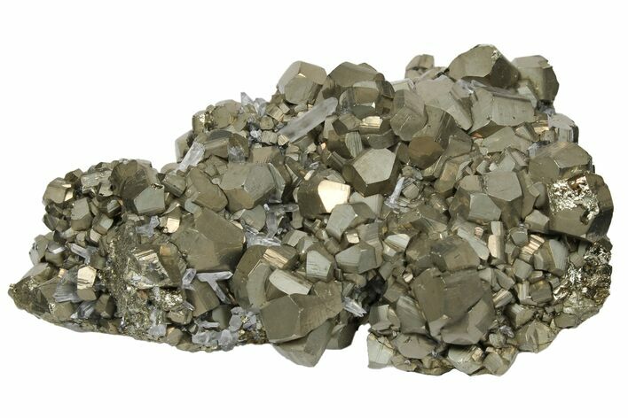 Pyrite Crystal Cluster with Quartz - Peru #169663